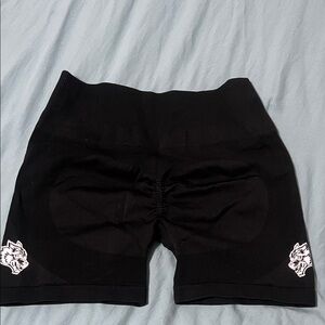 Darc Sport Black Bike Shorts with Wolf Motif